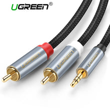 Load image into Gallery viewer, Ugreen RCA Audio Cable 2RCA Male to 3.5mm Jack to 2 RCA AUX Cable Nylon Braided Splitter Cable for Home Theater iPhone Headphone