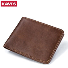 Load image into Gallery viewer, KAVIS Real Genuine Cowhide Leather Bifold Men&#39;s Short Wallet Wallets Purses Male ID Credit Cards Holder Carteira Masculina Walet