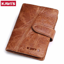 Load image into Gallery viewer, KAVIS New Arrival Crazy Horse Leather Wallet Men Male Coin Purse Genuine Leather with PORTFOL Small Walet Portomonee and Rfid